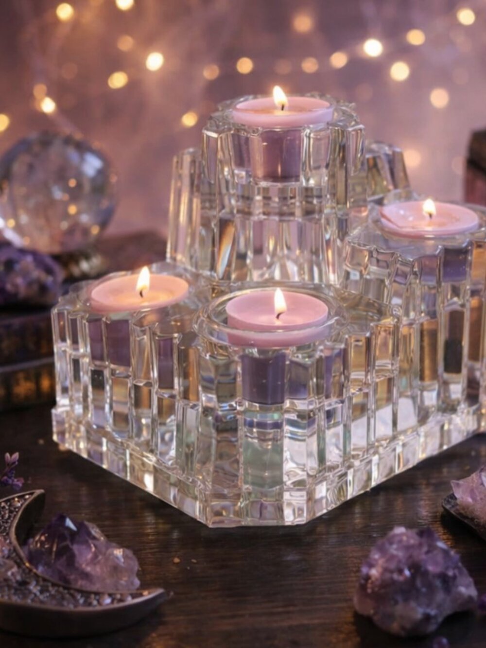 Vintage PartyLite Crystal Castle Tealight Holder Germany Whimsigoth Fantasy